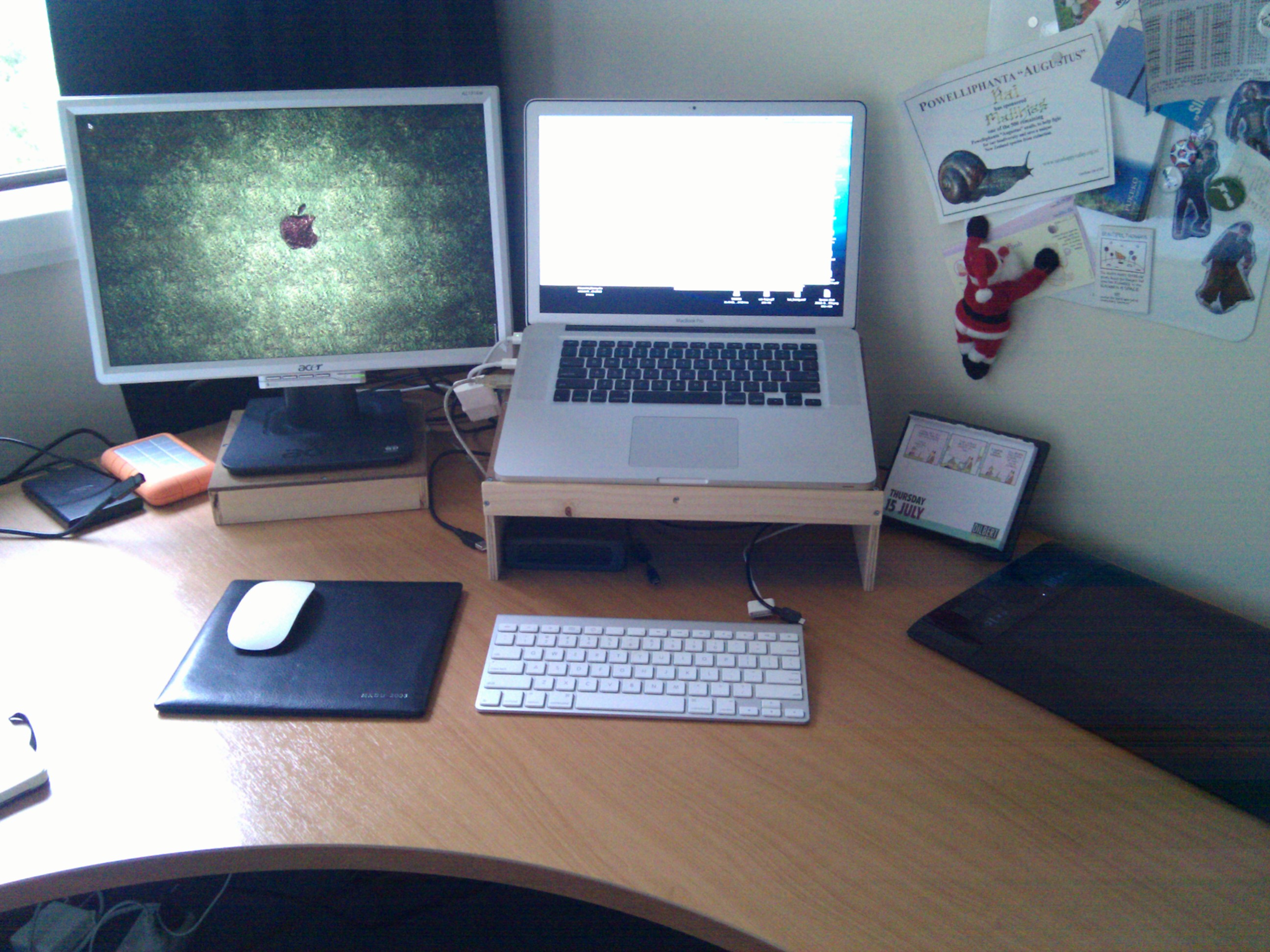 My New Desk Awesome Laptop And Monitor Stands For Macbook Pro